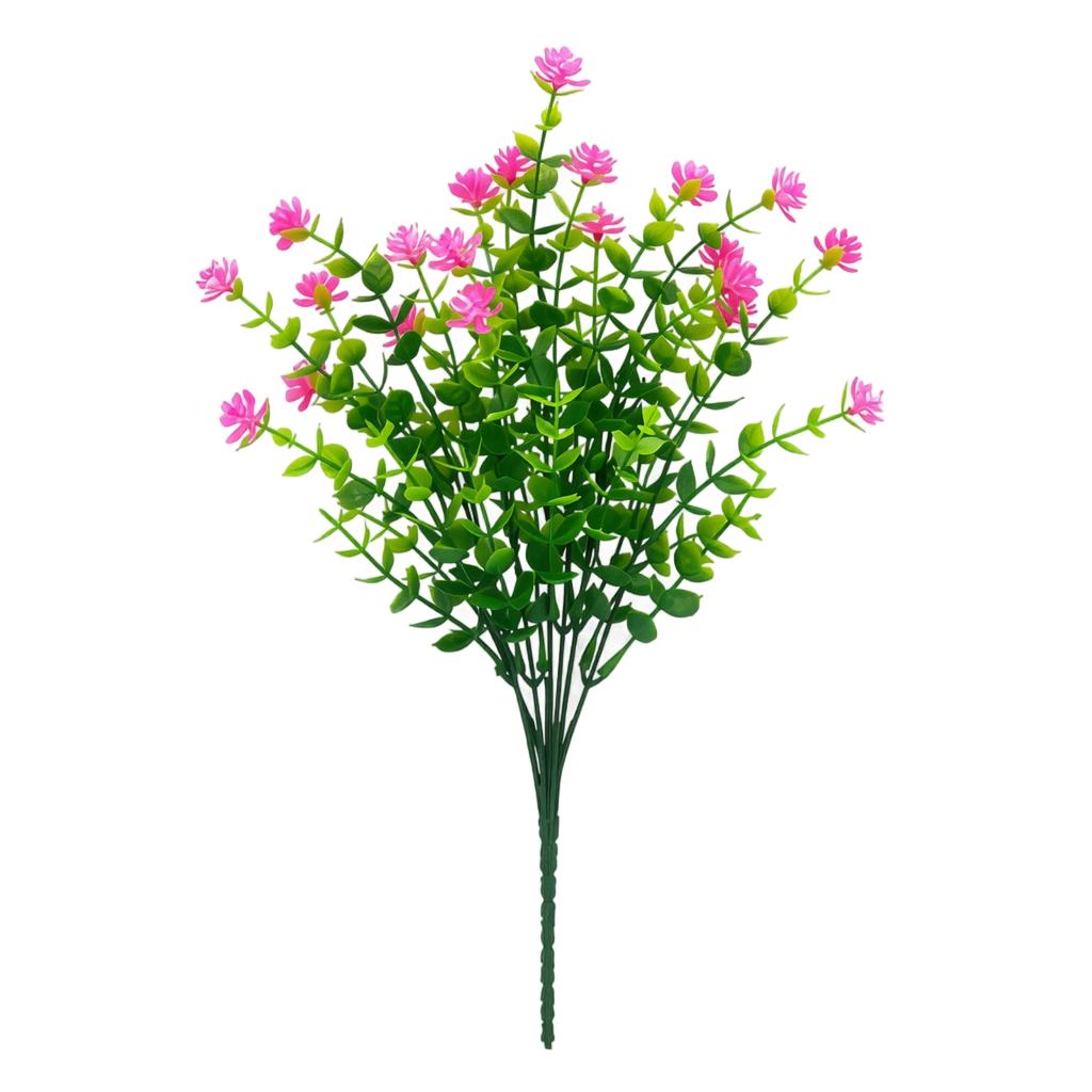Artificial Eucalyptus Tea Rose Branches Seven Stems Faux Plant Arrangement for Home Office Tabletop Decoration Display
