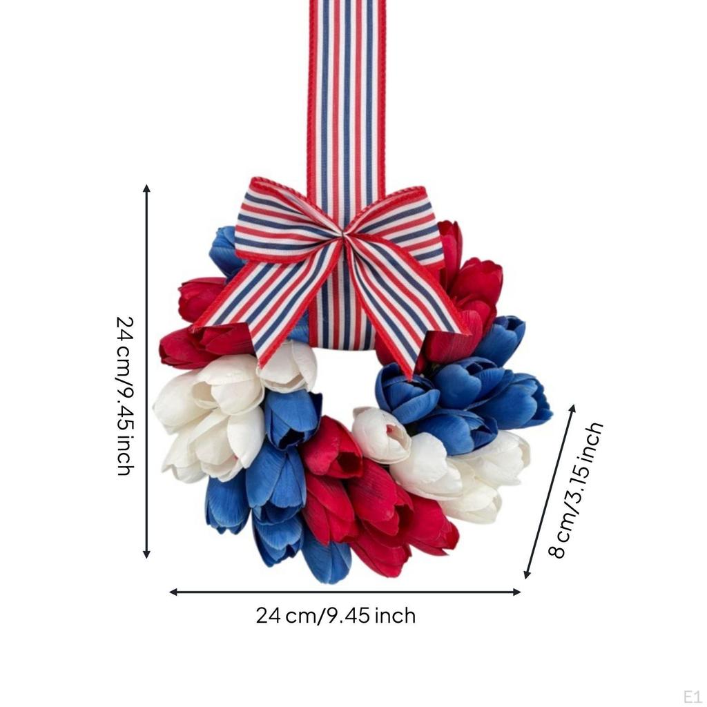 Patriotic Floral Wreath Artificial Red, White, and Blue Threshold Decoration with