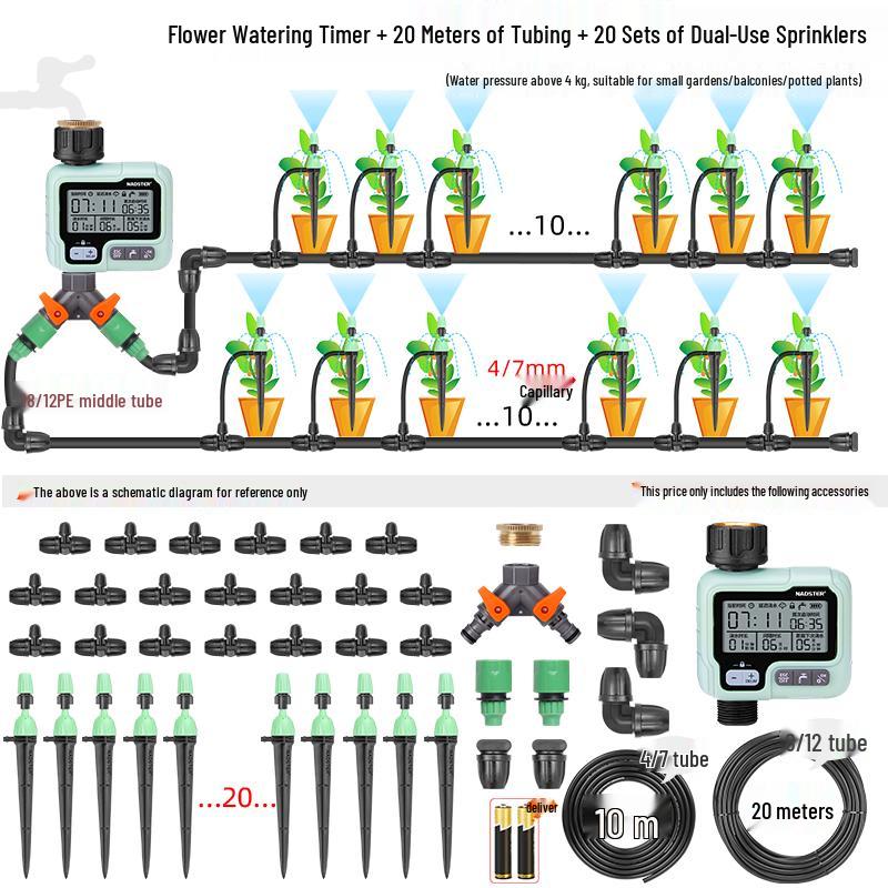 Smart Garden Sprinkler: Timed Irrigation System with Large Screen Controller for Automatic Flower Watering