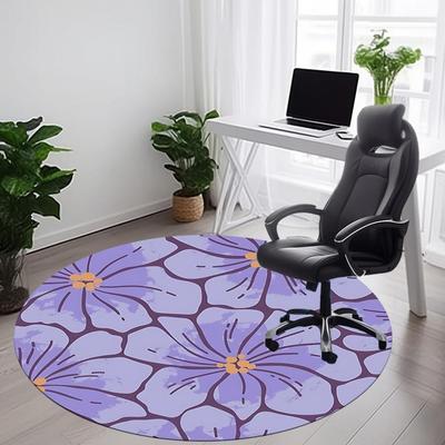 1pc Floral Pattern Carpet, Round Non Slip Durable Large Size Office Carpet, Suitable for Office