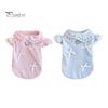 No Harness Needed Dog Wear Cute Girl T-Shirt, Sweet Lace Trim Pet Shirt with Bowknots, Collar Short Flying Sleeves, Summer Female Outfit for