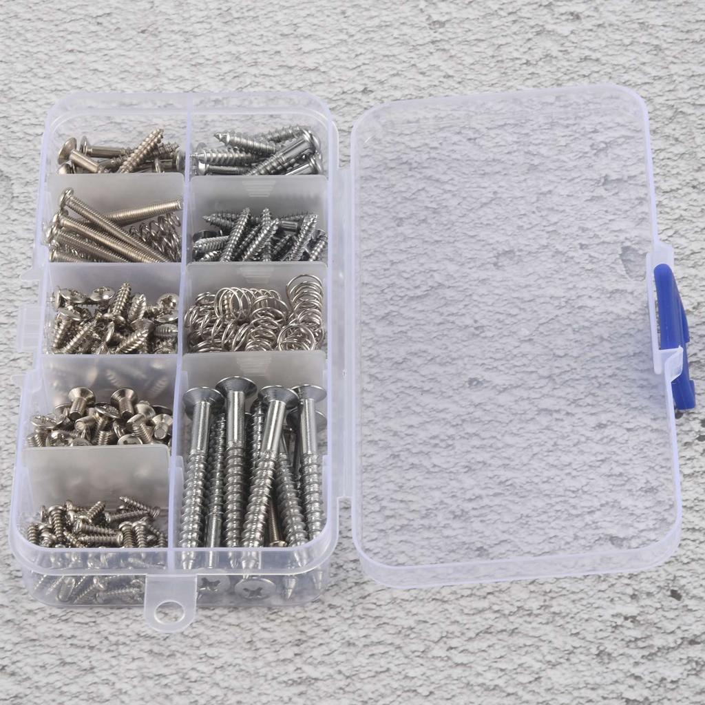 Dovhmoh 204-delt gitar skruesett med 9 fjærer for elektrisk gitar bro, pickup, plekterbrett, stemmeskruer, bryter, halsplate