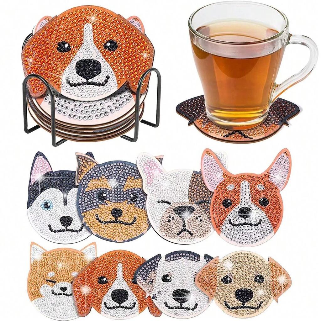 1 Set Diamond Painting Coasters | Diamond Art Coasters | Mandala Landscape Slipper Sandwich Dog Butterfly Cat Ocean Animal Set