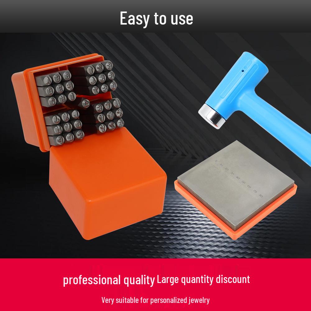 Set de 37 de piese cu numere și litere de 3 mm în formă de inimă pentru ștanțare și sculptură în piele