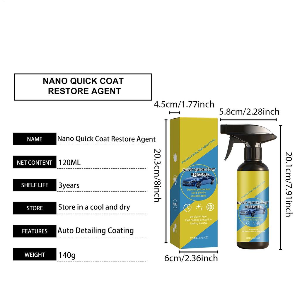 120ml Car Coating Spray Nano Ceramic Quick Effect Coating Agent Spray Quick Coat Wax Polishs Spray Protection Car Coating