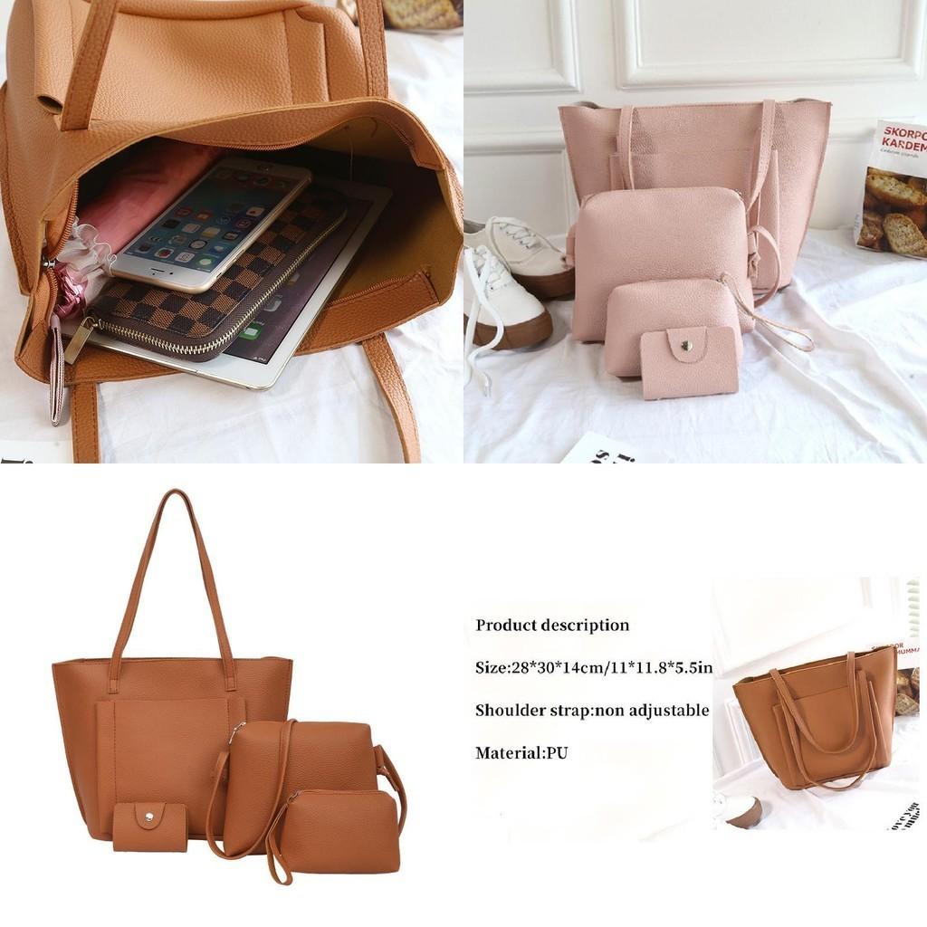 Chic And Classy Lychee Pattern Women's Bag Set With 4 Pieces