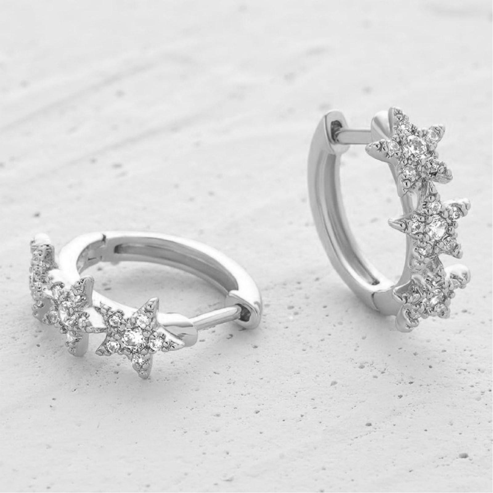 

Универсальные маленькие серьги с женственным темпераментом, персонализированные серьги с застежками и микро-инкрустированные серьги One Size серебряный