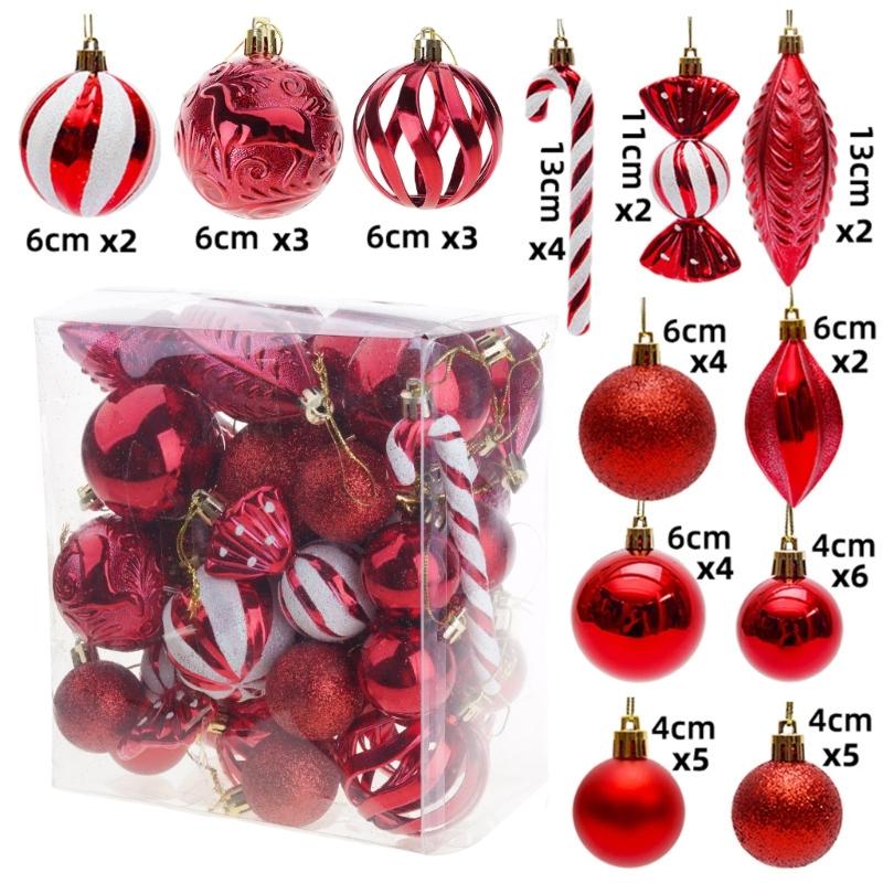 40pcs Durable Christmas Tree Balls Decoration Set Plastic Christmas Baubles Ornaments In Various Colors Ornaments