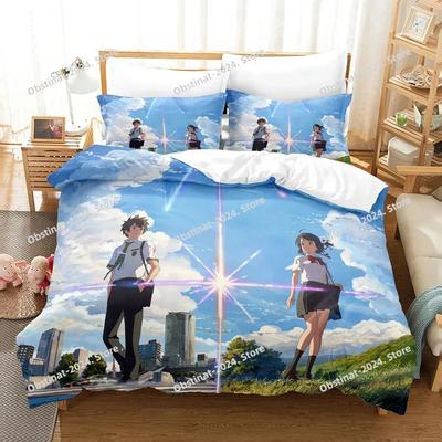 Your Name Luxury Bedding Set Japan Anime Cartoon Duvet Cover Set Comforter Bedspread Linen Twin Single Size Printed Home Textile