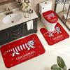 Lisa Larson 3Pcs Flannel Toilet Mat Set Bathroom Rug Bath Carpet Non Slip Home Decor Toilet 3 Pcs Bathroom Textile Set