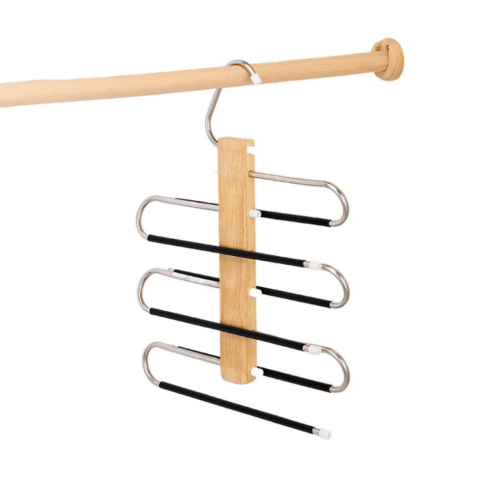 S-образная вешалка для хранения брюк, противоскользящая вешалка для брюк, практичная вешалка для одежды для дома Wood-Style C