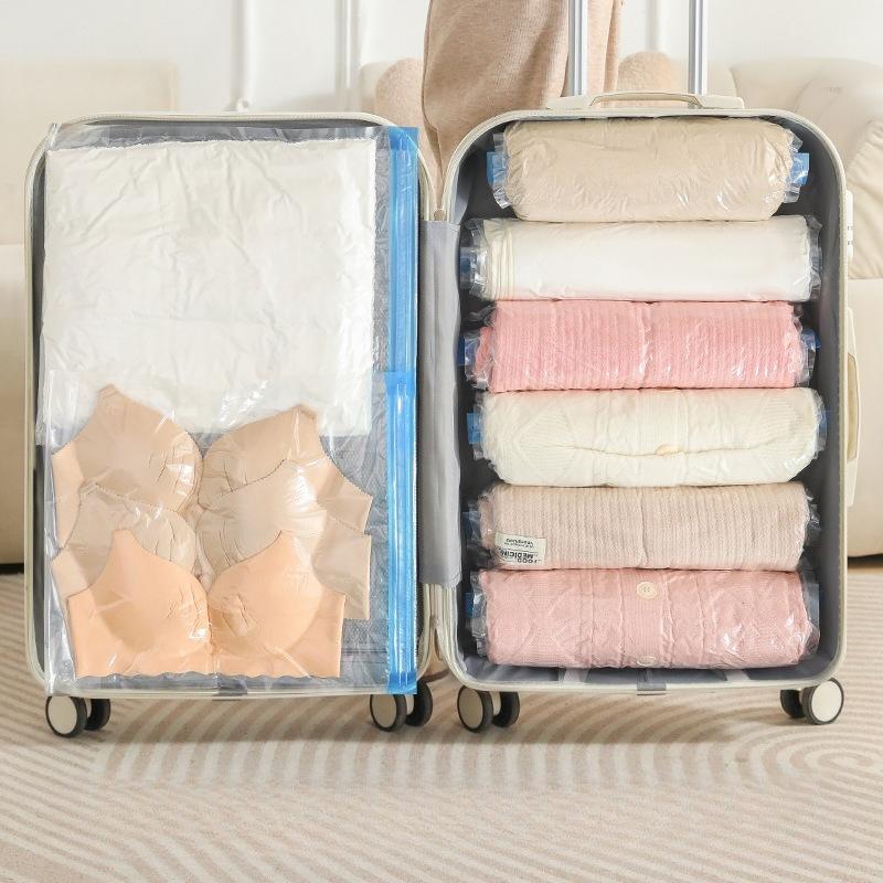 Travel Compress Bag Roll Up Space Saving Clothing Bag No Need for Vacuum Suitable for Hotel Self-service Laundry Home Use Waterproof Dustproof Pouch