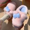 Winter new plush bow rabbit cotton shoes cotton mop outer wear home fleece thickened warm