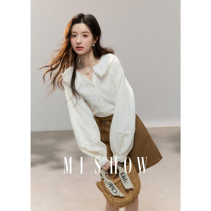 Women s Doll Collar Hollow Lace Blouse L