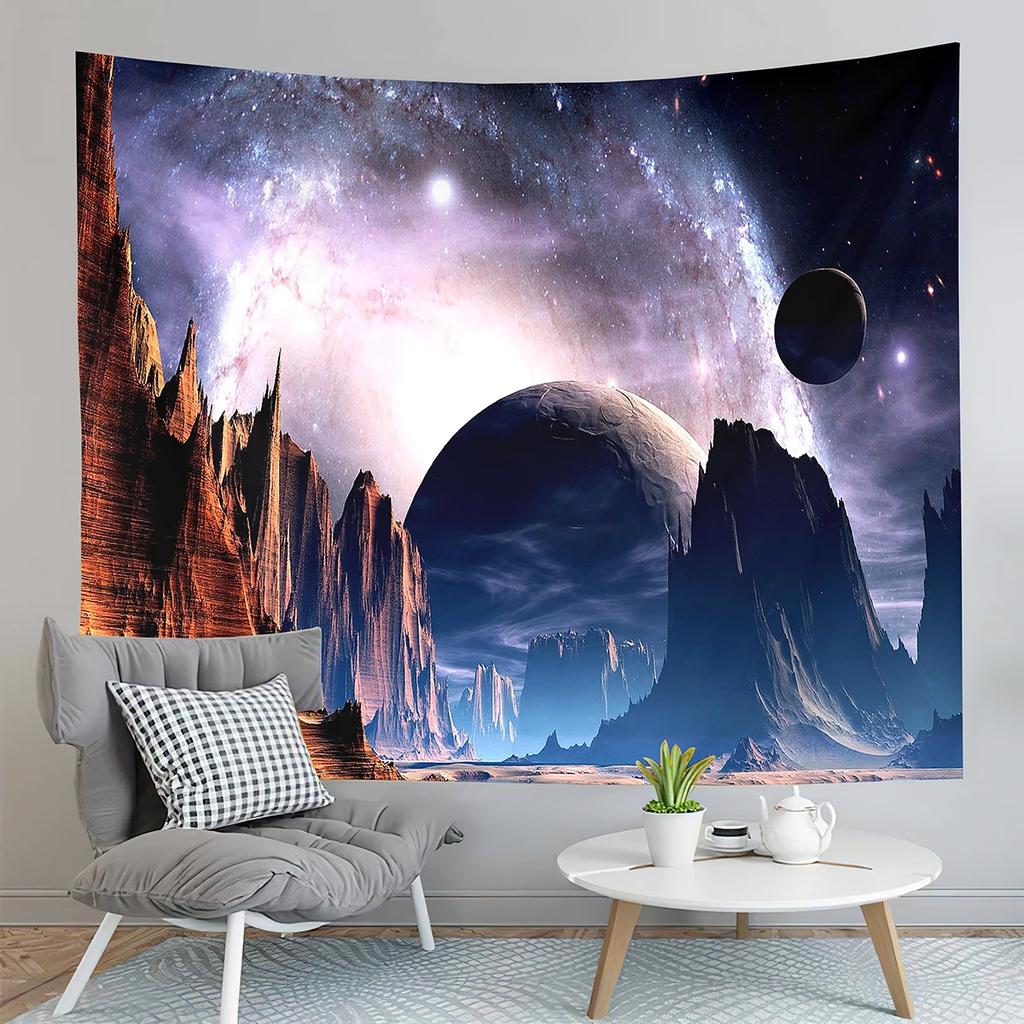 Fantasy Galaxy Tapestry Universe Outer Space Earth Landscape Tapestry Wall Hanging Decor Tapestries Bedroom Living Room Dorm