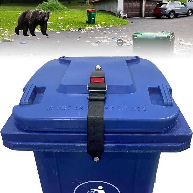 Bear Proof Trash Can Lid Lock, Garbage Can Locks for Animals, Trash Can Straps for Raccoons, Raccoon Proof Garbage Can Lock Bear Trash Can Lock Bear