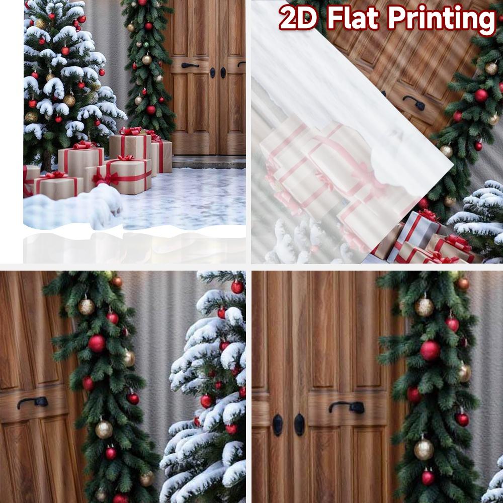 2pcs 2D flat printing Merry Christmas Curtains Country Christmas Versatile 100% Polyester Without Electricity Spring Party &