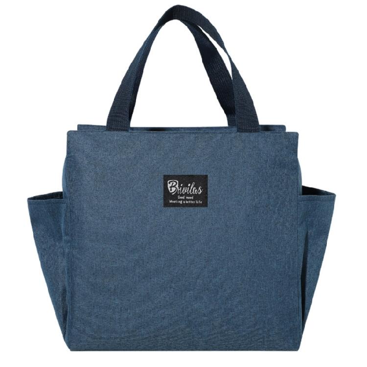 Large Capacity Lunch Bag Multifunctional Mother and Baby Bag Insulation Food Bag Portable Lunch Box with Side Pocekts 1 темно-синий