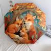 0106 Fox Family  pattern, automatic folding umbrella, portable and foldable design, 8 ribs, a Christmas or birthday gift.