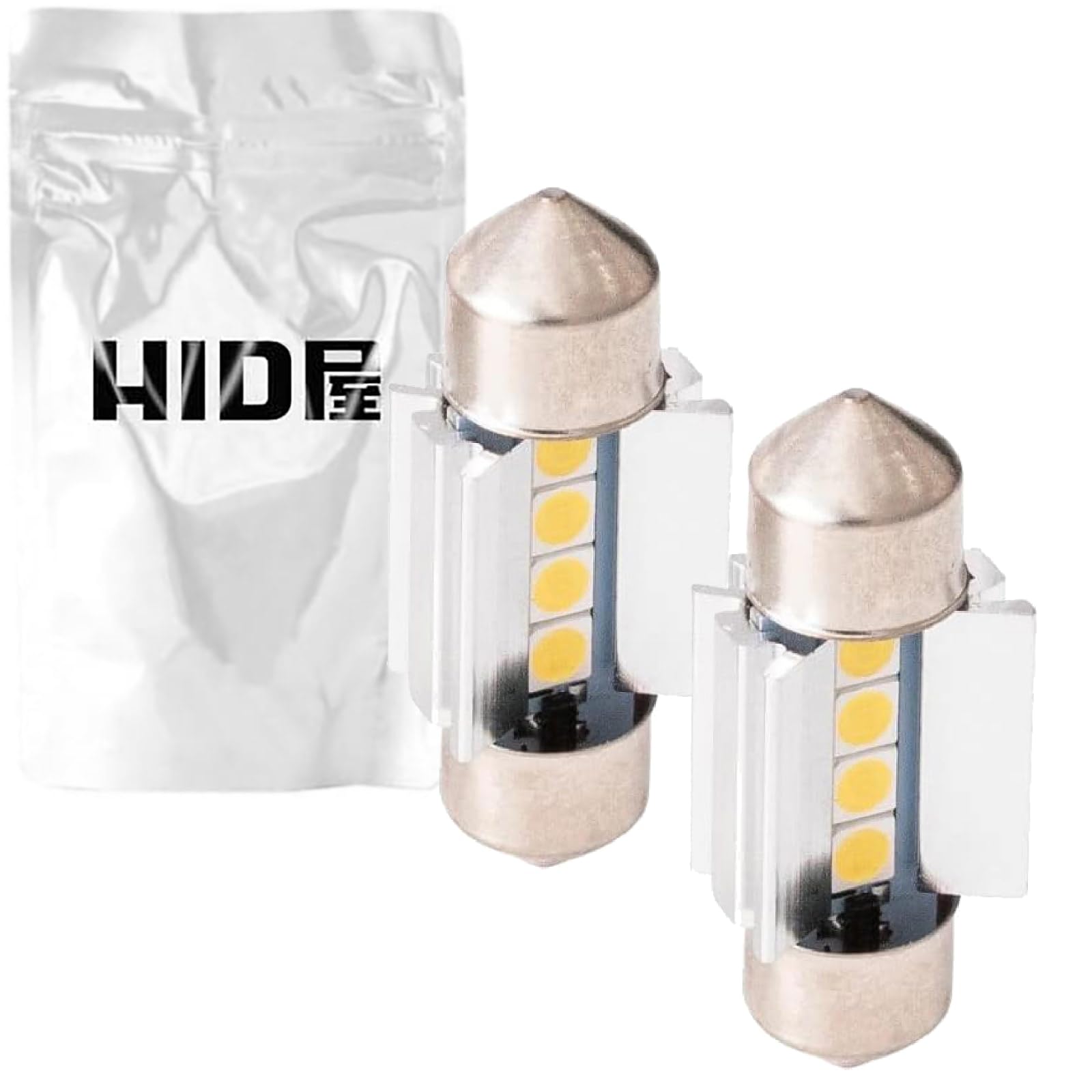 T10 31mm LED Room Plate T10 x Set of Heatsink Festoon Bulbs HID-ya Lamp/License Light, 31mm, 2400lx, 6500K, White, 2,