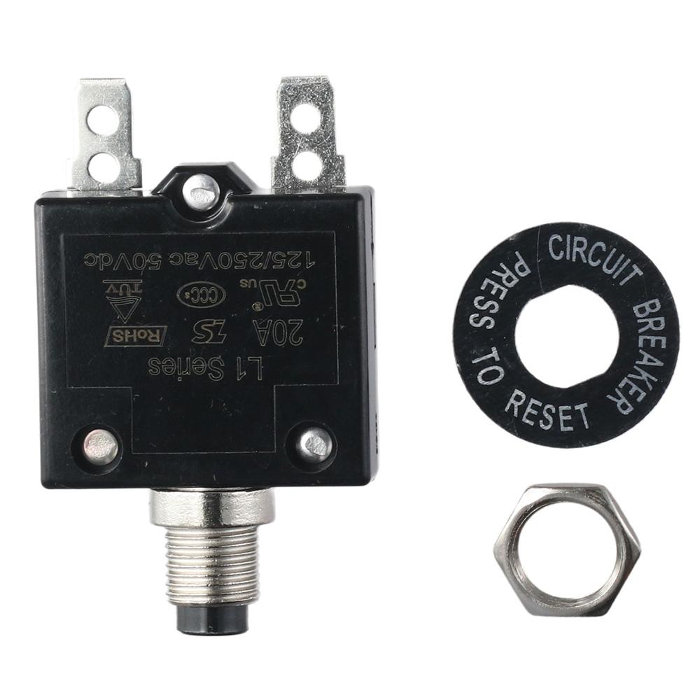 50Vdc Dc Circuit Breaker 5-30A Manual Reset Button Overload Protector  Current Protector