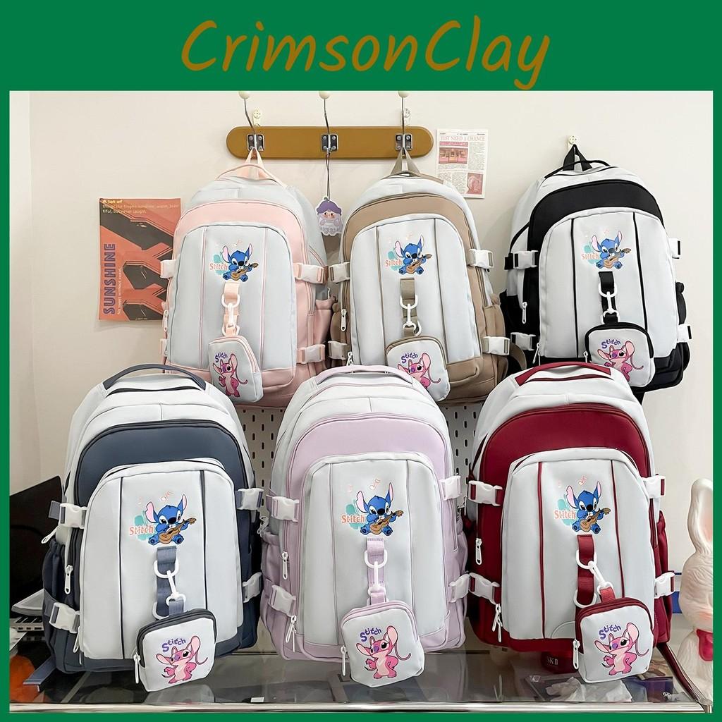 Stitch Pattern Angel School Backpack Anime Design Schoolbag Large Bag Capacity