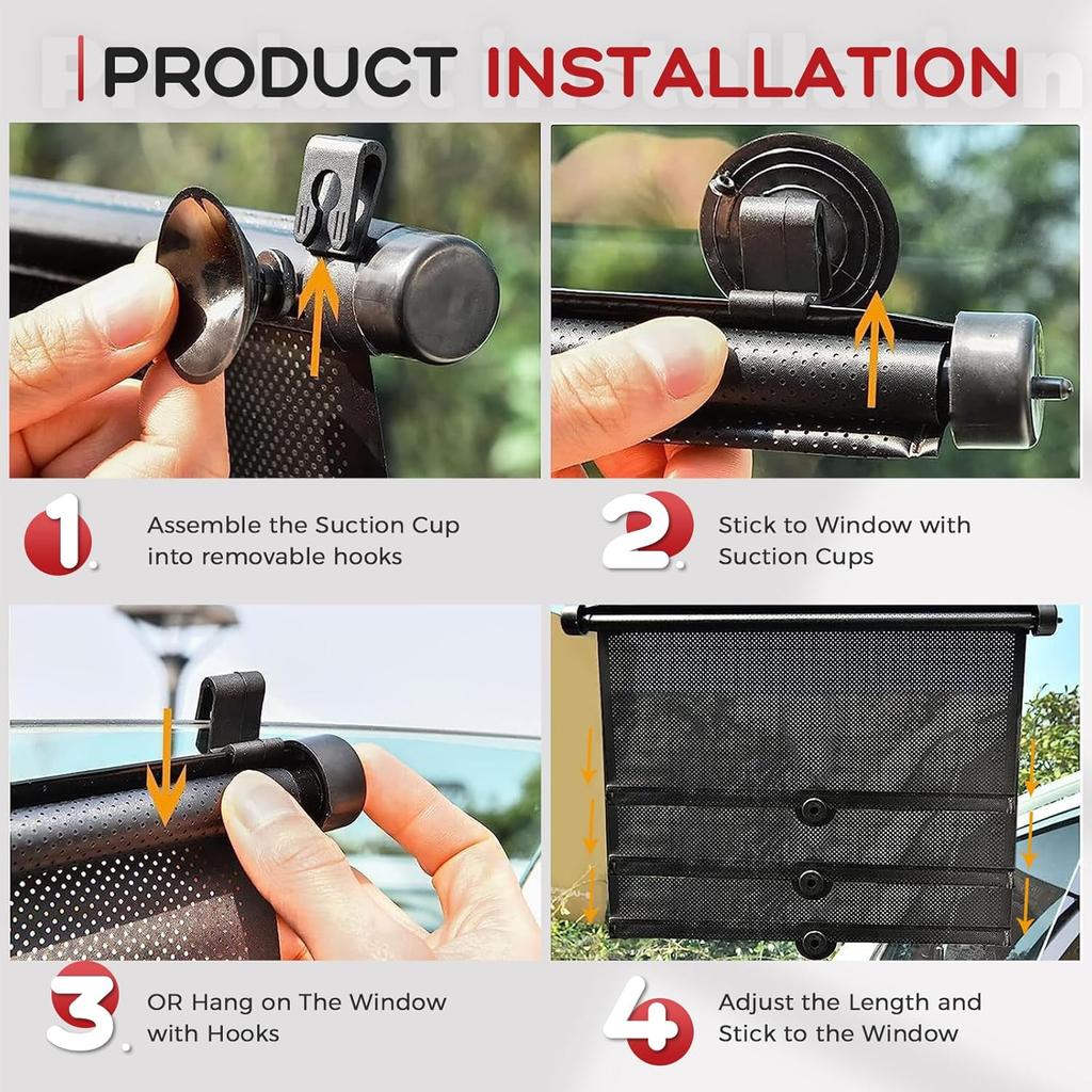 PLTCAT 2 Pack Car Sun Shade Side Window for Baby, Roller Vehicle Shades Sun Protection Shade for Car Side Window (Standard-16''x18'')