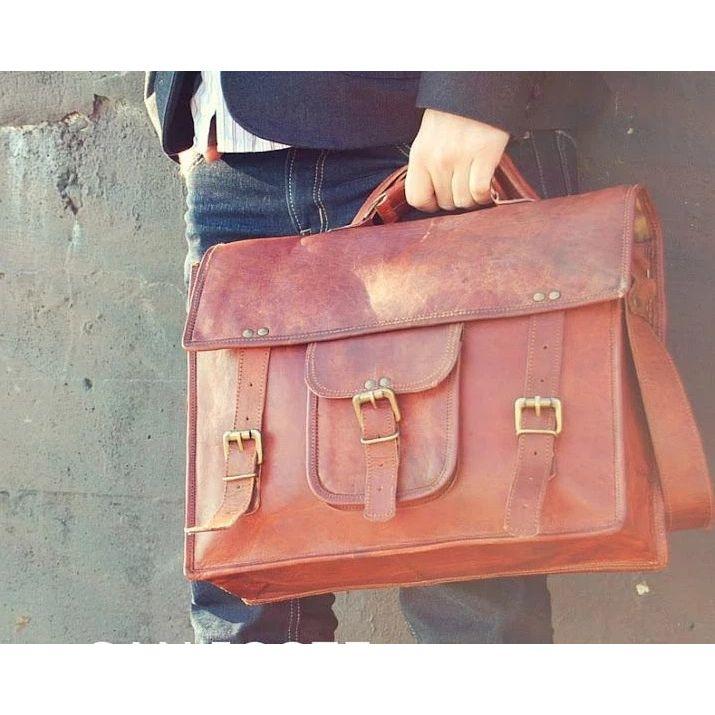 

Мужская Настоящая Ограниченная Винтажная Кожаная Сумка-Мессенджер На Плечо Сумка для Ноутбука Портфель 18 x 14 x 6 in