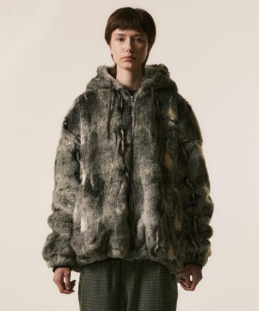 Lmc Team Faux Fur Hooded Jacket Black