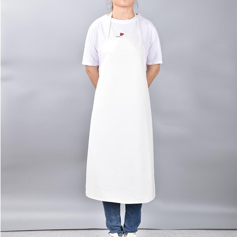WWXM448 Waterproof PU Leather Apron - Oil-Proof Kitchen Coverall for Men & Women, White