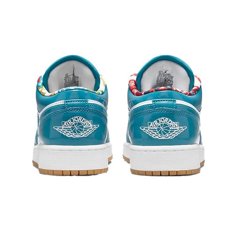 Air Jordan 1 Low SE GS Barcelona Kids Sneakers White Cyber-Teal DM0589-400