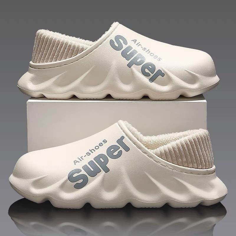 

Осенне-зимние домашние водонепроницаемые нескользящие теплые хлопковые тапочки 44-45 белый