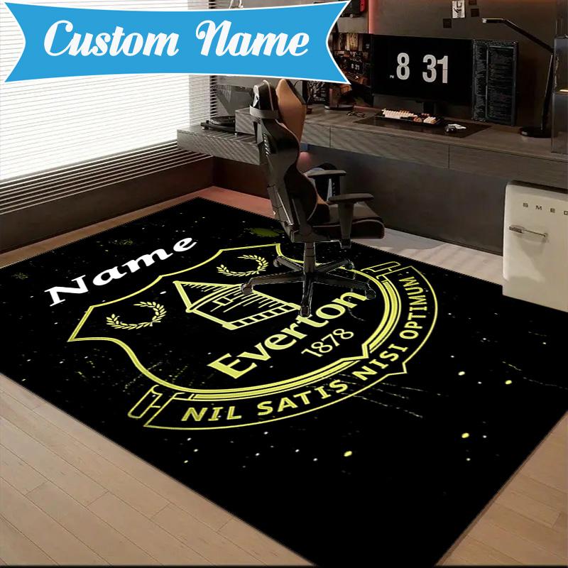 Custom Name Everton Football Crest Rug Game Carpet, Floor Mat for Bedroom Living Room Entryway Rug, Home Decor Idea Gift for Christmas Birthday