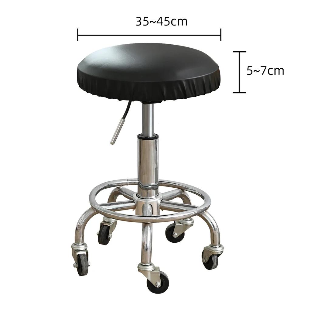1pc Elastic PU Waterproof Round Stool Cover Bar Beauty Salon Chair Protective Cover Hotel Chair Slipcover
