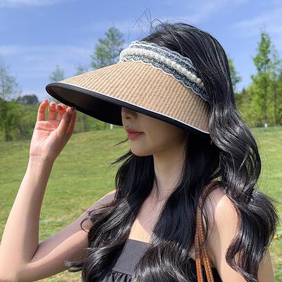 Versatile Hat Vinyl Widened Brim Empty Top Hat Women's Summer UV Protection Foldable Sun Hat Sun Hat