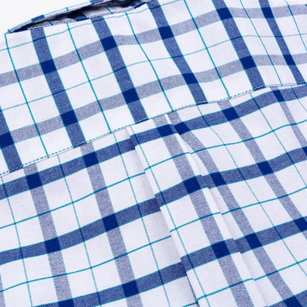 Herren 100% Baumwolle Mehrfarbig Kariert Oxford Hemden Kurzarm Regular Fit Kragen Freizeit Button-Down-Hemd mit Tasche