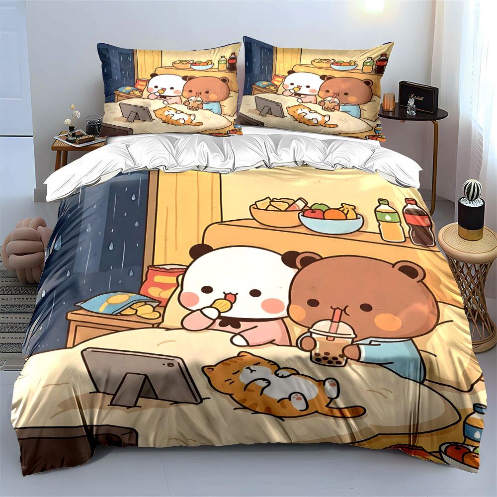 "Cozy cartoon companions delight" Bedding sets Duvet covers Pillowcases(1* Duvet Cover 2* Pillowcases without duvet insert)