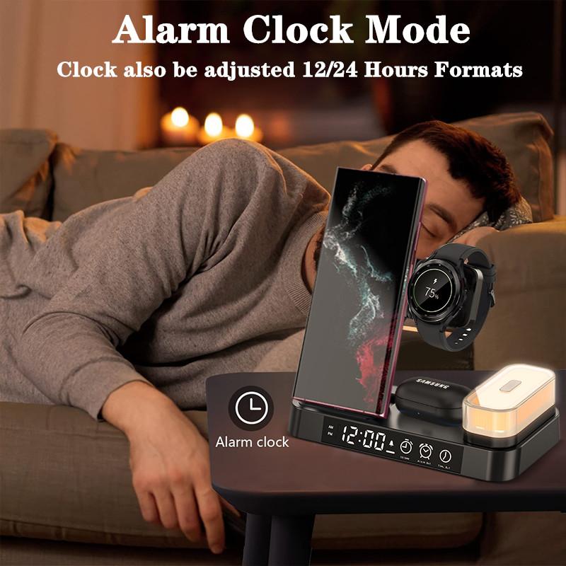 Drahtloses Ladegerät für Samsung Galaxy Watch 4 5 Pro Ladegerät 3 in 1 Schnellladestation für Samsung S23 S22 S21 Ultra mit Uhr