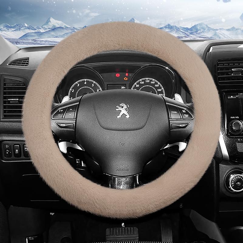 Suitable for Peugeot Long Plush Steering Wheel Cover, Fashionable Autumn and Winter Warm Non-Slip Protective Cover 208 2008 308 508 5008 408 4008