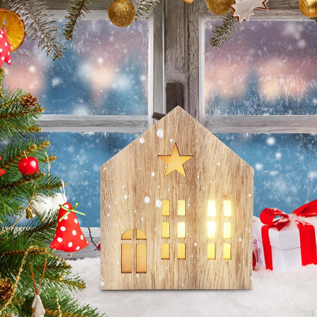 Weihnachten Leuchtendes Haus Schneedorf Dekorative Dekoration, Schreibtisch