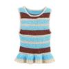 Kaslead New Women clothes Western Style Laminated Decoration Stripe Sleeveless Knitted Top 2142099 330
