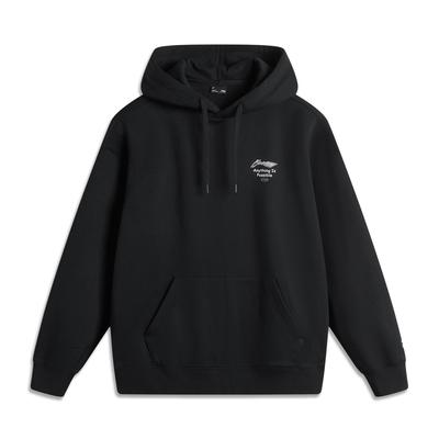 Li Ning Sports Lifestyle Series American Retro Minimalist Casual Antistatic Antibacterial Comfortable Hoodie Unisex Hoodies Black AWDUA05-4