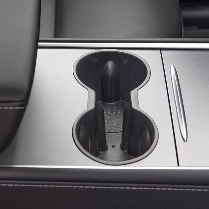 TPE Water Cup Holder Accessories Water Proof Console Cup Holder Insert Double Hole Holder for Tesla Model 3 Model