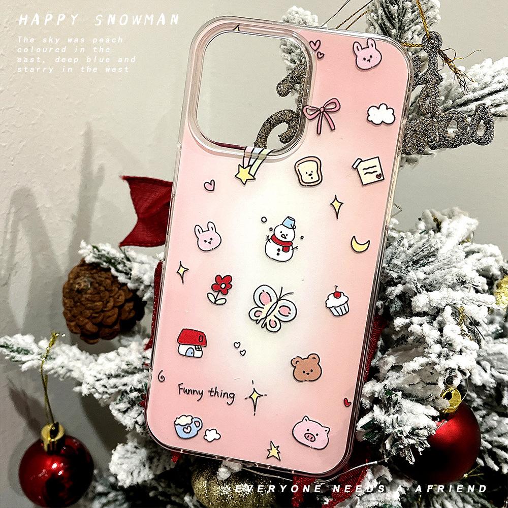 Painted Small Snowman Large Hole Shell Suitable for Apple 16 Mobile Phone Case IPhone 15 Promax Protective Case