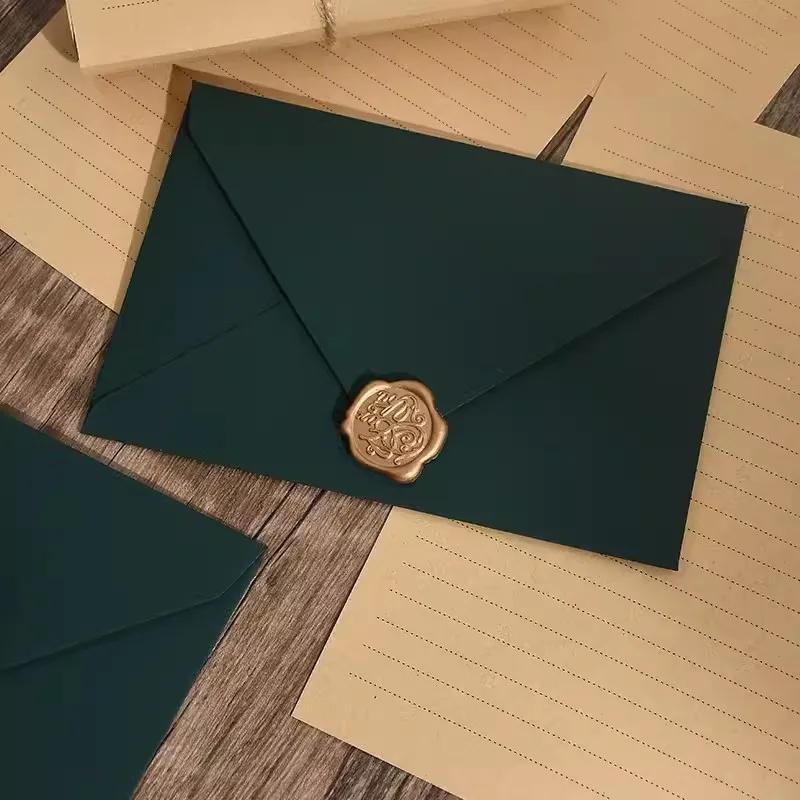 5pcs Thick Green Envelopes 250g High-grade Paper Envelopes Letter Pads Wedding Party Invitations Cards Postcards Cover Cash Bag