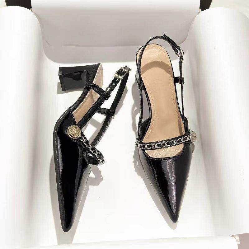 Mode 2025 Neue Sommer Spitzschuh Damen Sandalen Mode Flache Slingbacks Schuhe Damen Tanzparty Pumps