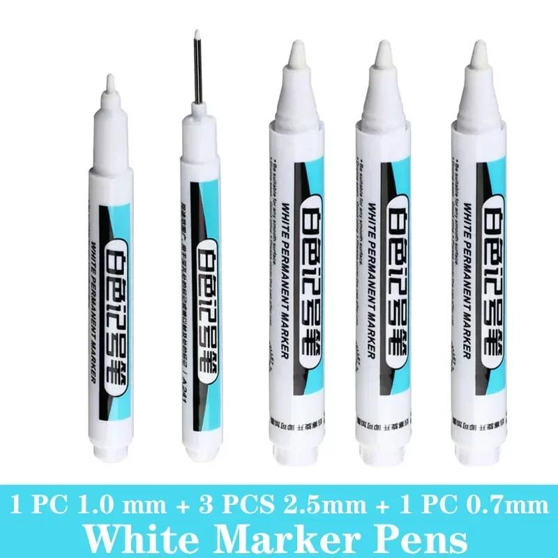 1/3/5 PCS White Paint Markers Pens Oily Waterproof Plastic Large Capacity White Marker School Supplies Stationery 0.7/1.0/2.5mm