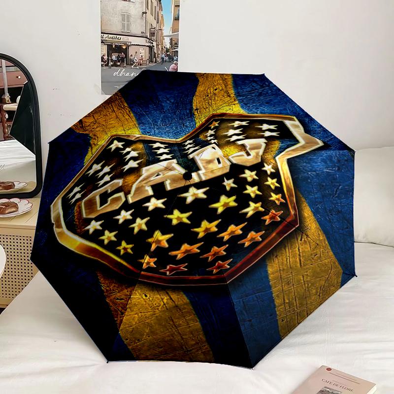 Football Club Emblem Umbrella 8-Frame for Travel, Camping, Casual Lightweight Portable Umbrella, Essential for Every Family Holidays Gift
