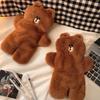 Cute Brown Bear Plush Makeup Bag With Large Capacity For Women And Teens