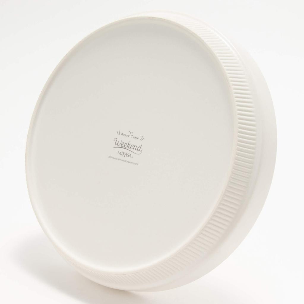 MIKASA Curry and Pasta Plate, Weekend, White, Diameter 23cm X Height 3.8cm, 450ml Capacity, Microwave, Dishwasher, and Oven Safe, T-789414